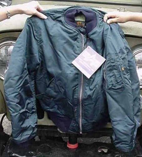 Alpha Industries MA-1 Ground Crew Navy Blue Flight Bomber Jacket Medium USA MADE image 2