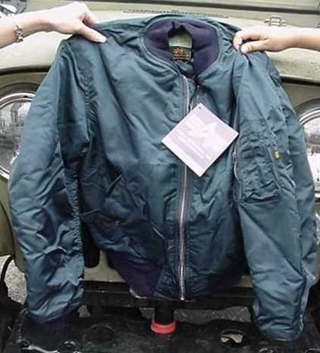 Alpha Industries MA-1 Ground Crew Navy Blue Flight Bomber Jacket Medium USA MADE image 2