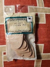 Craftwood Country 1 1/2" Birch Wooden Hearts 1 NEW package of 7 pieces 1997
