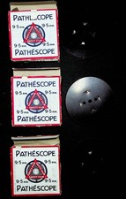 3 x WWII Pathescope 9.5 mm vintage film reels U boats Blitz War  30461 30231
