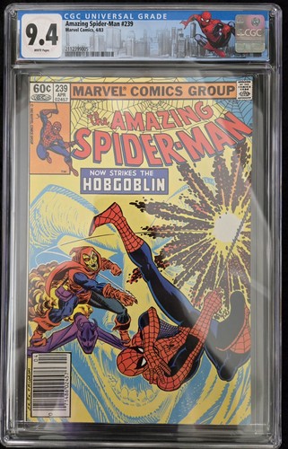 Amazing Spider-Man #239 CGC 9.4 White Pages Custom Lable 1st Battle With...