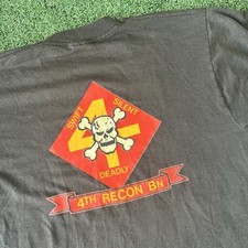 Vintage United States Marine Core Shirt Black Large Single Stitch Made in USA