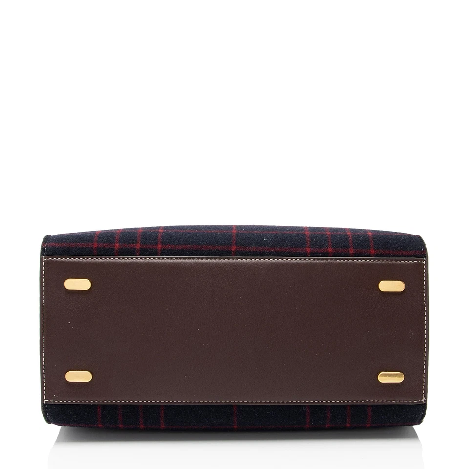 Cartera doble pequeña Tory Burch Lee Radziwill a cuadros de lana Foto 4 de 4