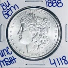 1888 BU UNCIRCULATED MORGAN SILVER DOLLAR AUTHENIC U.S.MINT FREE SHIPPING 4118