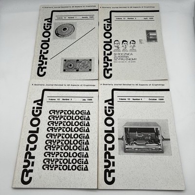 Cryptologia Journal, Vol. 10 1986, Number 1-4 all 4 issues Cryptology & Ciphers