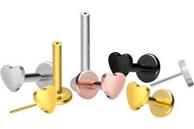 PIERCINGLINE  Piercing Stecker Titan Labret mit Push Fit HERZ