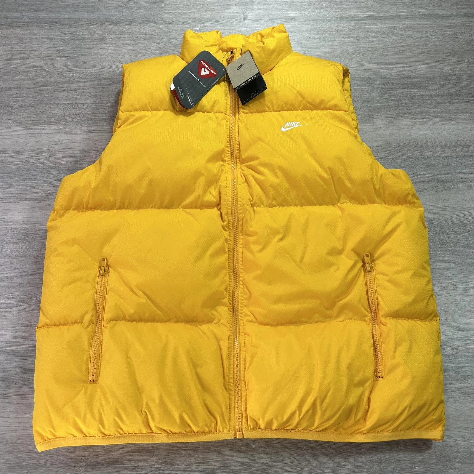 NEW Nike Puffer Vest Mens Large Yellow Insulated Quilted Zip Pockets FB7373-739