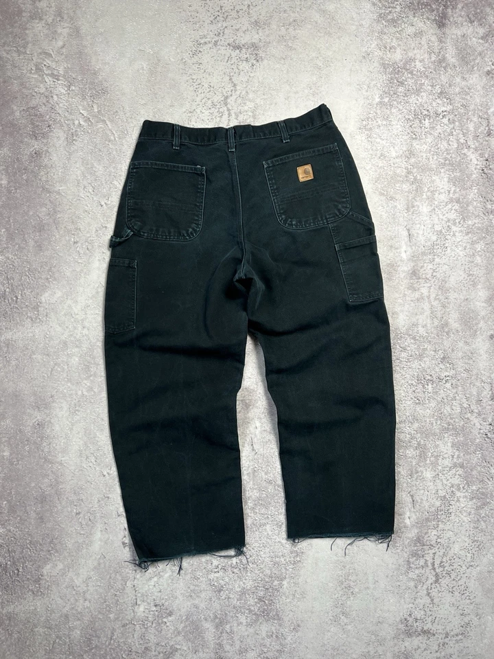 Vintage Retro Cargo Carhartt B11 Negro Doble Rodilla Pantalones de Trabajo Co... - Imagen 3 de 4