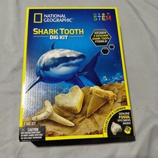 National Geographic Shark Tooth Dig Kit STEM 3 Real Shark Teeth NIB