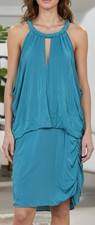 Vintage Y2K Bebe Women's Halter Neck Teal Party Minidress