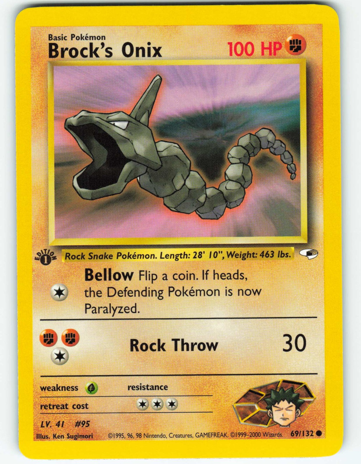 Brock's Onix - 1st Edition - 69/132 Gym Heroes- WOTC - Pokémon TCG - 2000