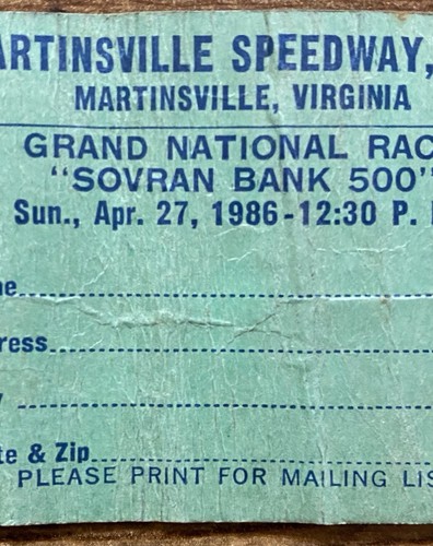 NASCAR Martinsville Speedway April 27, 1986 Ticket Stub Winner Ricky Rudd - Picture 4 of 4