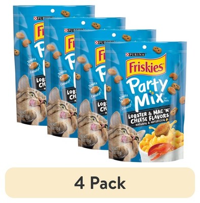 (4 pack) Friskies Party Mix Cat Treats, Lobster and Mac 'N' Cheese