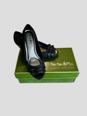 Coach And Four Pumps Open Toe Fabric Shoes Heels New Other With Box