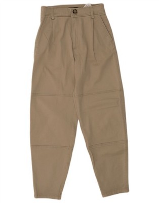 Massimo Dutti Womens High Waist Chino Trousers EU 34 2XS W24 L27 Beige BH12