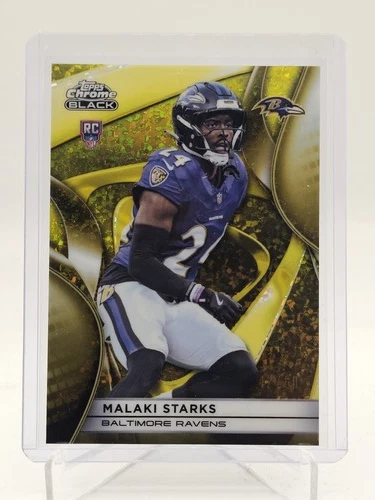 MALAKI STARKS 2025 TOPPS CHROME BLACK ROOKIE GOLD MINI DIAMOND /50 RAVENS Q7485