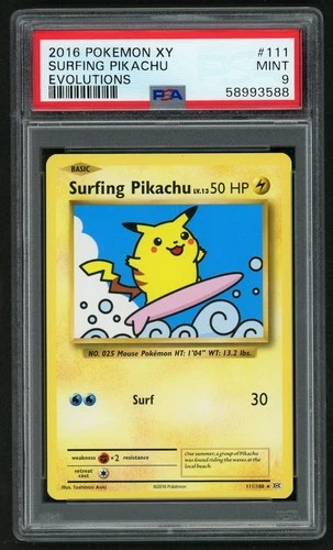 POKEMON SURFING PIKACHU 2016 XY EVOLUTIONS #111 PSA 9