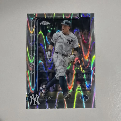 Ben Rice 💥 2025 Topps Chrome #139 Ray-Wave Refractor RC Yankees