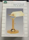 NIB Vintage 80s 1988 Ribbed Glass Shade Brass Bankers Executive Desk Lamp