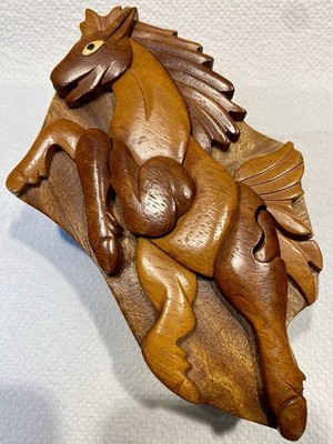 Handgefertigte Holz - Puzzle - Box Zauberschmuckschatulle Pferd