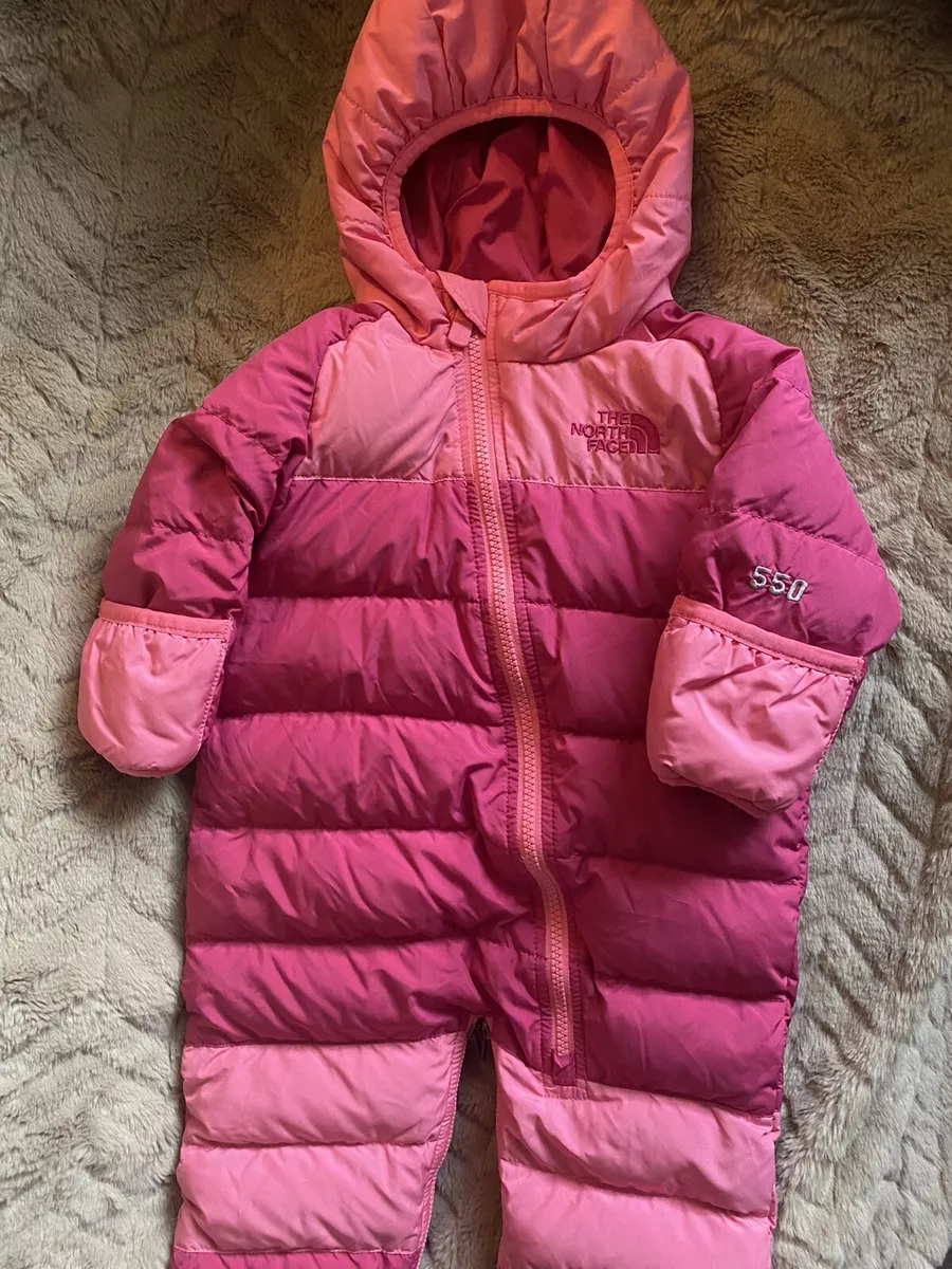 EUC THE NORTH FACE GIRL 3-6 MONTH INFANT 550 DOWN BUNTING SNOWSUIT