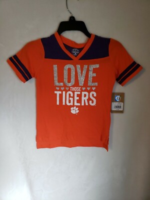 Rivalry Threads Tigers Girl's Short Sleeve Team Love V-Neck T Shirt M (GG)