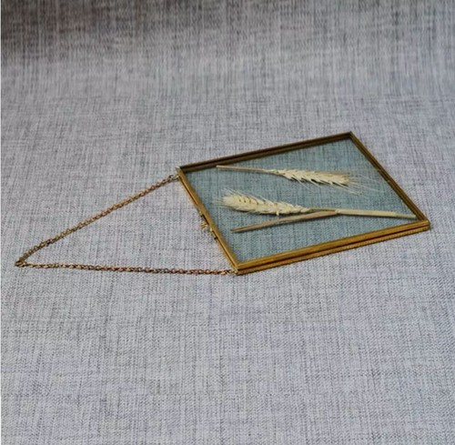 Antique Brass & Glass Hanging Floating Picture Photo Frame 3.5 x 5 inch - Picture 7 of 9