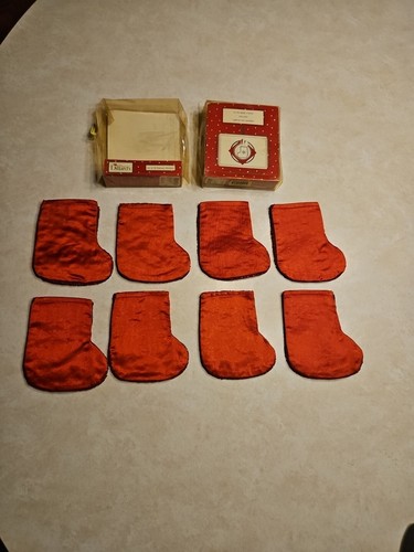 Set of 8 - Dillards Christmas Stocking Cutlery Holders Table Beaded Decoration - Picture 4 of 11