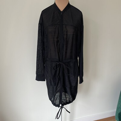 Lululemon Black Stretch Mesh Zip Up Double Drawstring Lab Haze Jacket EUC Size 6