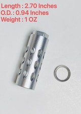 Silver Anodized Aluminum Slant Forward Port Muzzle Brake 5/8X24 TPI For .308