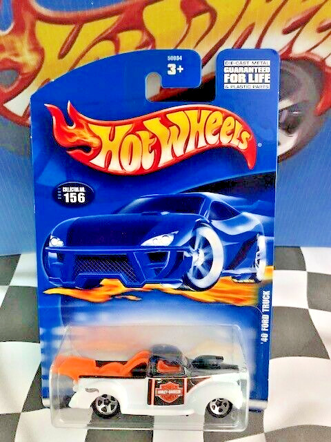 Hot Wheels 2001 Mainline 156 1940 '40 Ford Truck WHITE 5SP Harley-Davidson CHINA