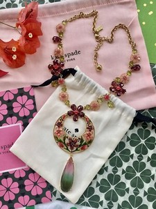 Authentic Stunning Kate Spade In Full Bloom Statement Necklace Multicolored Gold Plated