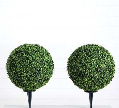 14  Artificial Boxwood Ball Topiary with Integrated Ground Stake UV Resistant