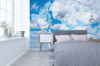 3D Cloud World Map ZHUA954 Wallpaper Wall Murals Removable Self-adhesive Ann