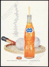 1956 Bireley's orange drink bottle tennis racquet balls photo vintage print ad