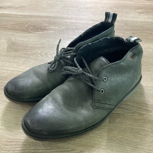 Superdry Men's Gray Leather Ankle Chukka Boots Size 8 Lace Up Casual
