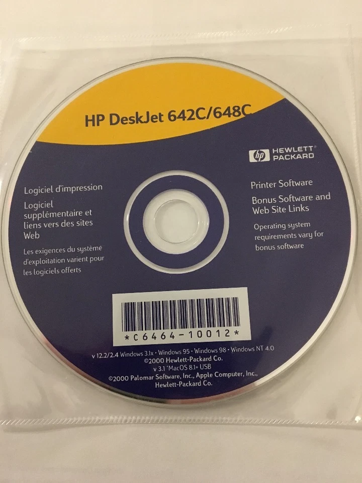 HP Deskjet 642C/648C WINDOWS 3.1x,95,98,NT 4.0,v 3.1 Mac OS 8.1&USB CD COMP SOFT - Image 3 of 4