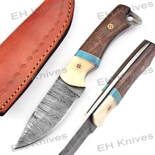 8'' Handmade Damascus Steel Fixed Blade Knife - Hunting Skinner - Gift for Him