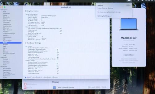 Apple MacBook Air M3 8-Core 16GB 512GB 15" MXD43LL/A Midnight (Used) - Afbeelding 5 van 16