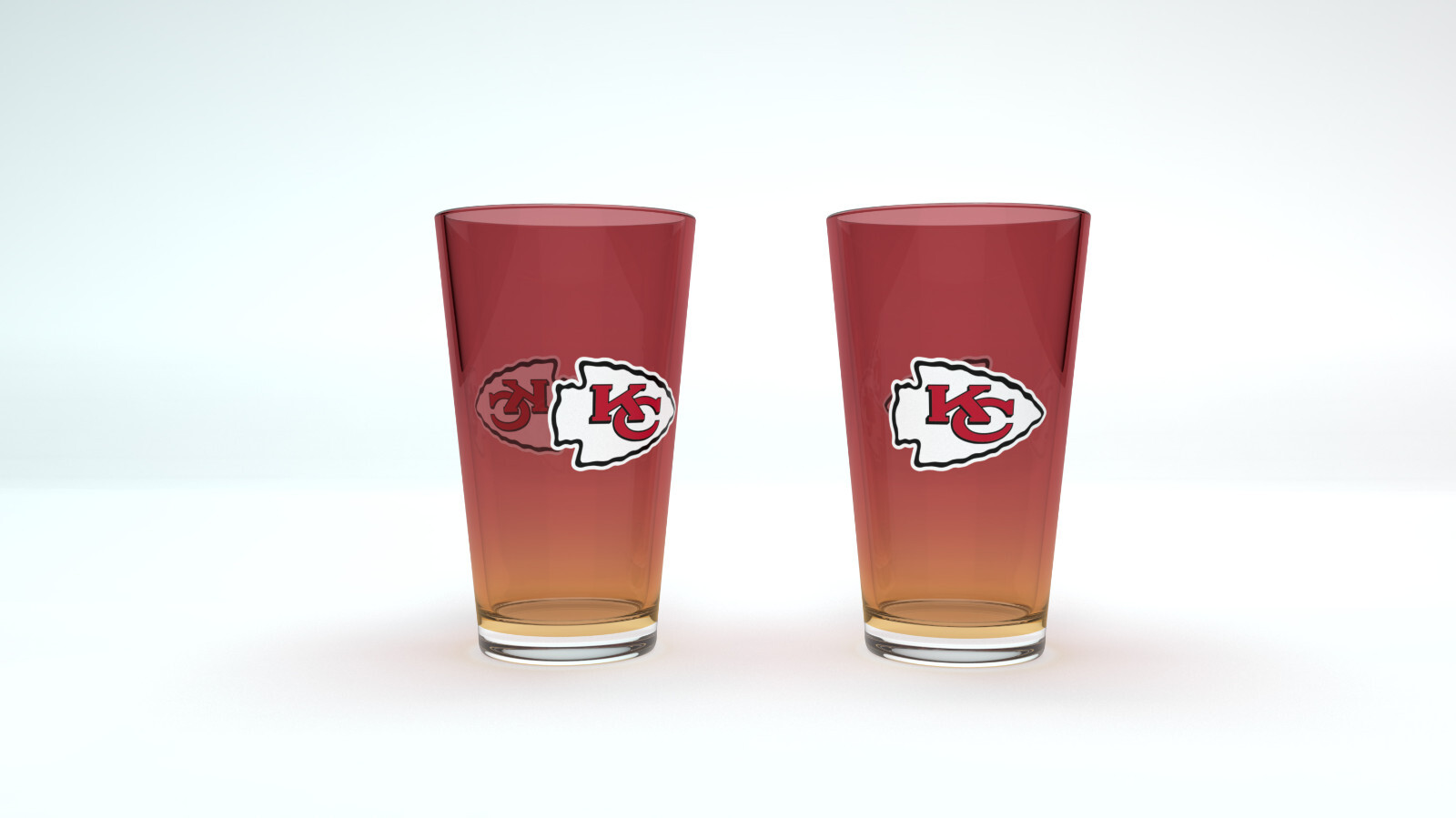 NFL Kansas City Chiefs 2er Pint Glas Gläser Set Bier Bierglas 475ml teamfarben