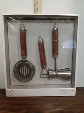 NEW in Pkg Project 62 Bar Set 3 Pc Set: Jigger, Strainer & Bottle Opener -Modern