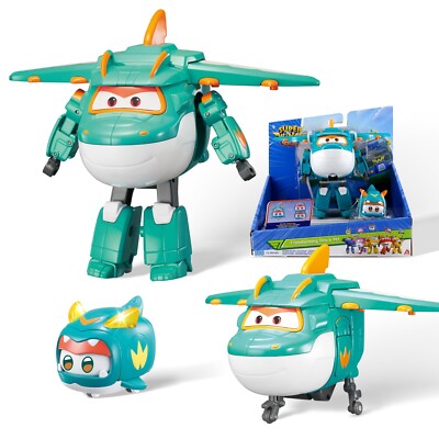 Super Wings 5'' Transformable Toys Tino & Mini Tino Pet, 3 in 1 Transforming D...