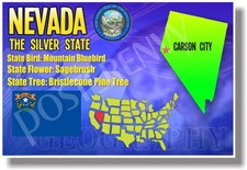 Nevada Geography - NEW U.S State Travel POSTER