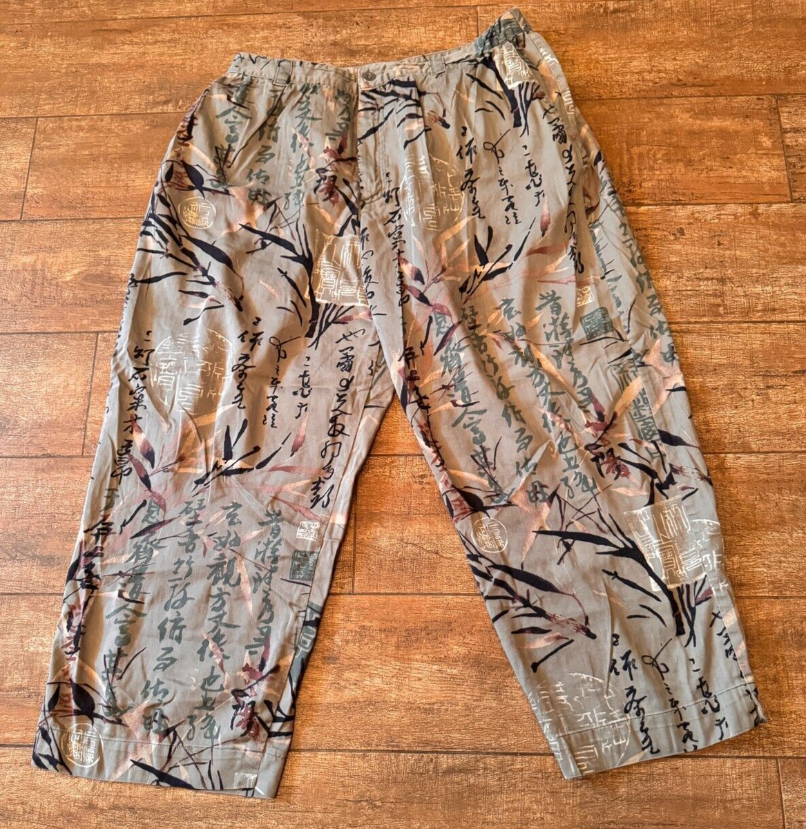 1 Chicos Designs Pants Geisha Asian Abstract All Over Print