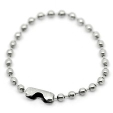 15CM-27CM EDELSTAHL DOG TAG SILBER ARMBAND BRACELET ARMY KETTE CHAIN KUGELKETTE