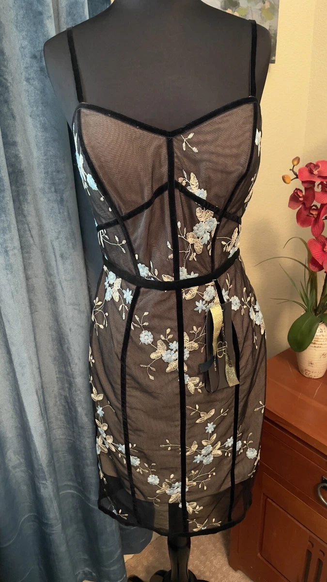 Bronx and banco floral embroidered dress clearance