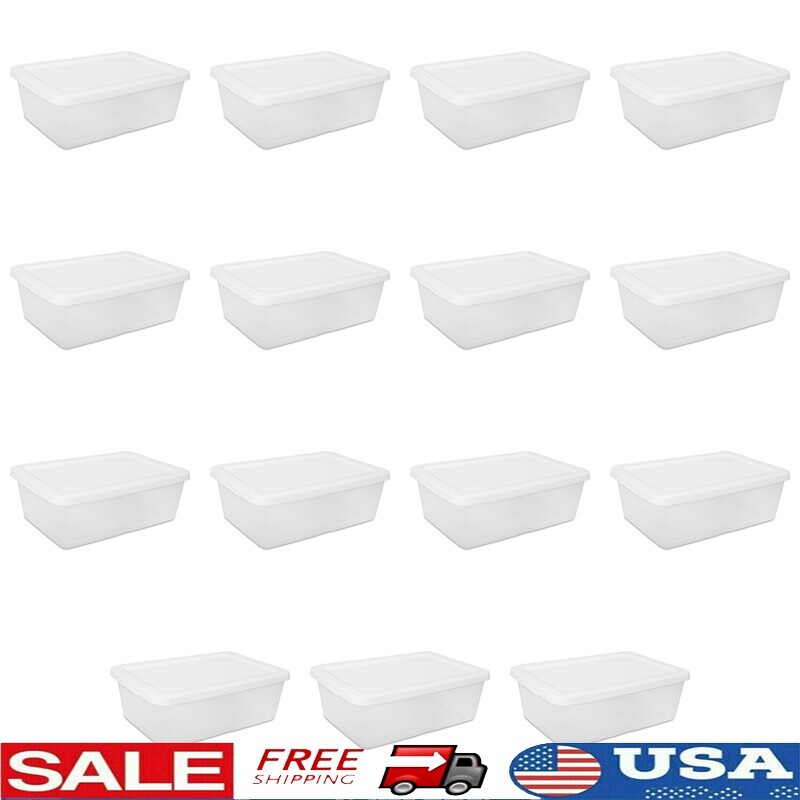 Stackable Clear Plastic Storage Bins Set of 15 Organizer Boxes for Home-image