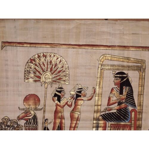 Papyrus Papier Ägyptische Kunst Handbemalt Nofretete Unikat Vintage 17" x 24" XL - Bild 11 von 11