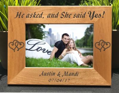 Personalized Engraved // She Said Yes // Engagement // Picture Frame