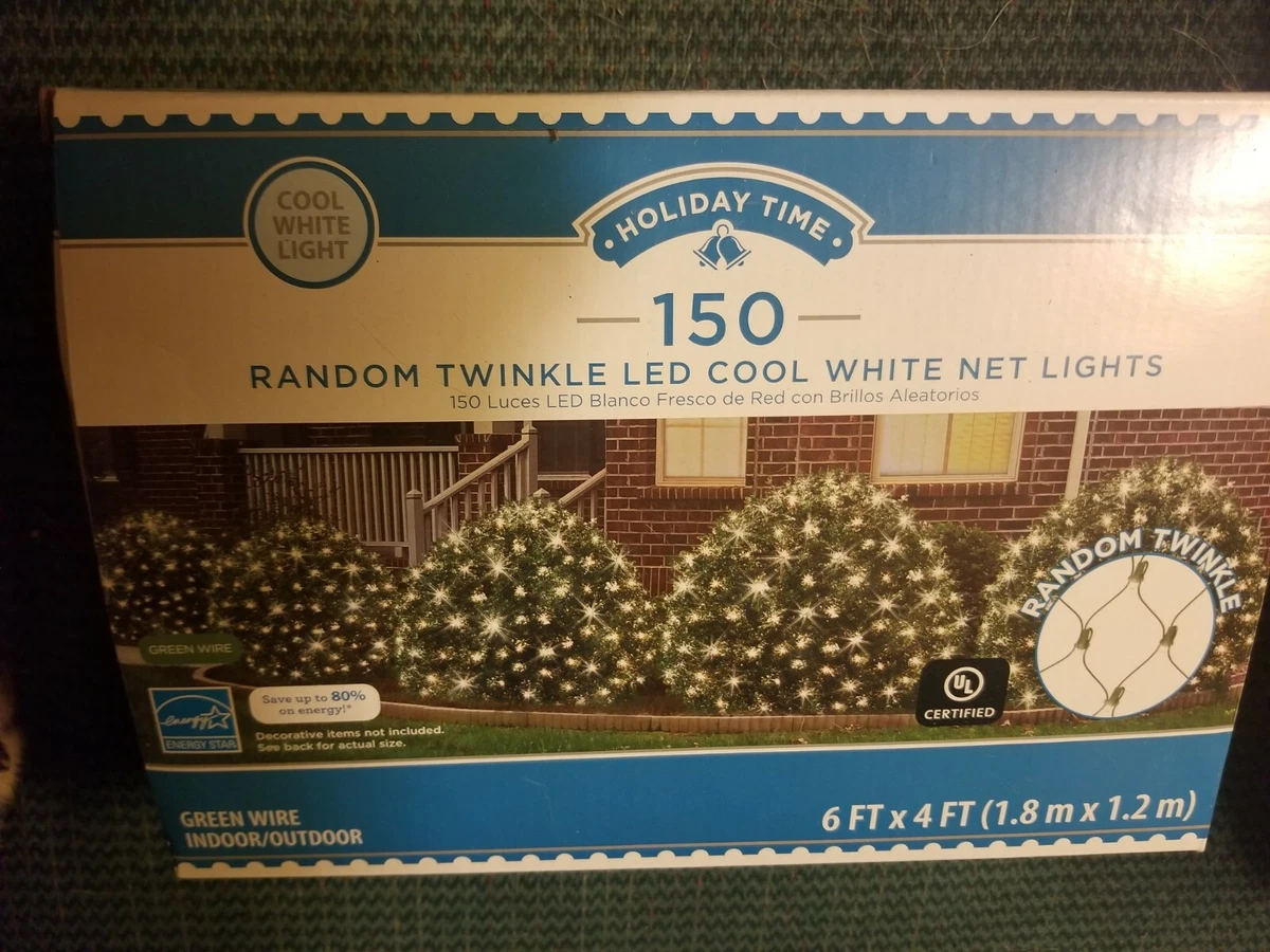 New Holiday Time 150 Random Twinkle Led Cool White Net Lights 6 X